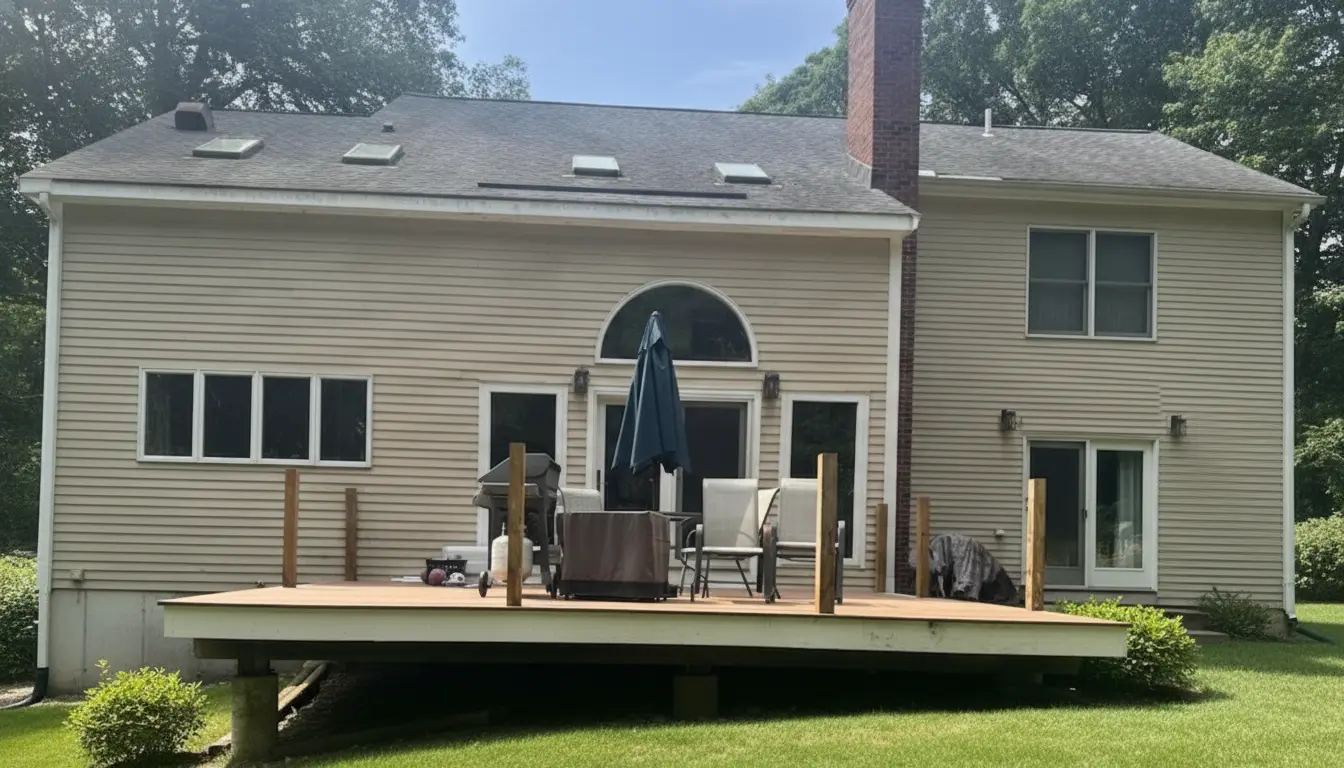 Custom deck and finish carpentry work on a MetroWest Massachusetts home